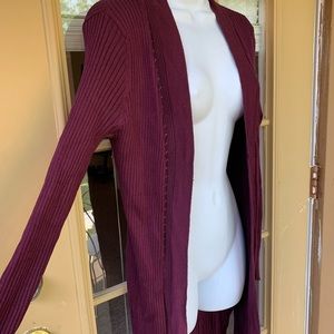 Time and Tru Maroon Cardigan Sweater